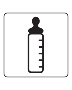 Witte sticker met pictogram fles voor het aanduiden van een voedingsruimte