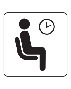 Witte sticker met pictogram om een wachtruimte aan te duiden