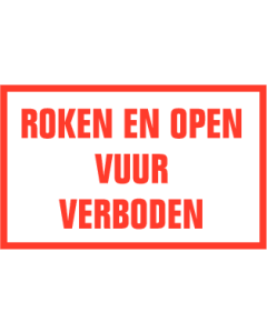 Signicolor aluminium bord met tekst Roken en open vuur verboden
