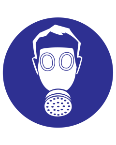 Greenline UV sticker met pictogram om aan te duiden dat het dragen van adembescherming verplicht is