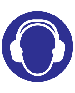 UV sticker met pictogram gehoorbescherming verplicht volgens ISO7010