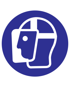 UV sticker met pictogram gelaatsbescherming verplicht volgens ISO7010