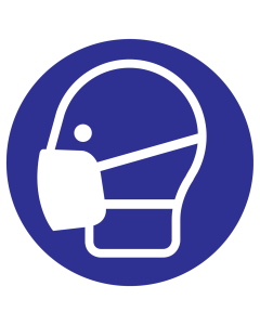 UV sticker met pictogram masker verplicht volgens ISO7010