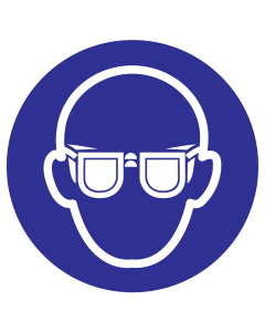 UV sticker met pictogram veiligheidsbril - oogbescherming verplicht volgens ISO7010