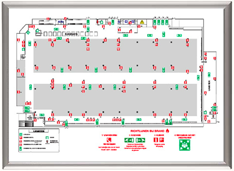 Kliklijst met ontruimingsplattegrond
