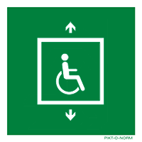Pictogram mindervalide evacuatie lift ISO 7010