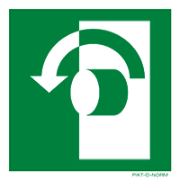 Pictogram links draaien om te openen ISO 7010