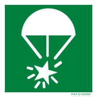 Pictogram noodsignaal met parachute ISO 7010