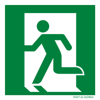 Pictogram nooduitgang linkerkant ISO 7010