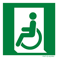 Pictogram nooduitgang links mindervalide ISO 7010
