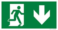 Pictogram nooduitgang naar beneden rechterkant ISO 7010