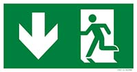 Pictogram nooduitgang naar beneden linkerkant ISO 7010