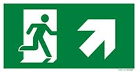 Pictogram nooduitgang rechts omhoog ISO 7010