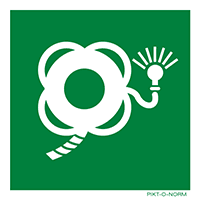Pictogram reddingsboei met lijn en licht ISO 7010
