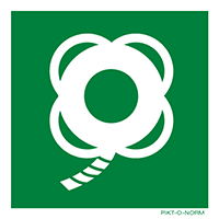 Pictogram reddingsboei met lijn ISO 7010