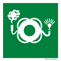 Pictogram reddingsboei met rook en licht ISO 7010