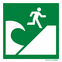 Pictogram tsunami evacuatie gebied ISO 7010
