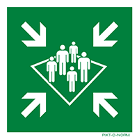 Pictogram verzamelplaats scheepsvaart ISO 7010