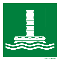 Pictogram vluchtkoker op zee ISO 7010