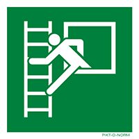 Pictogram noodraam met vluchtladder ISO 7010