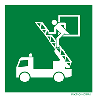 Pictogram vluchtweg raam ISO 7010