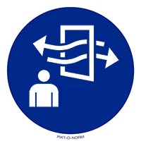 Pictogram ventileren voor en tijdens toetreding volgens ISO 7010