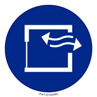 Pictogram continue ventileren verplicht volgens ISO 7010