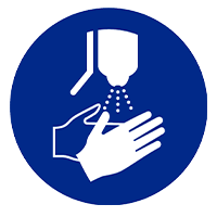 Pictogram Handen ontsmetten verplicht volgens ISO 7010