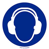 Pictogram gehoorbescherming verplicht volgens ISO 7010