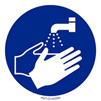 Pictogram handen wassen verplicht volgens ISO 7010
