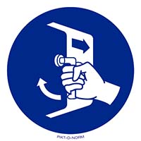 Pictogram luiken sluiten verplicht volgens ISO 7010