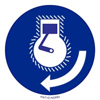 Pictogram in juiste volgorde motor starten volgens ISO 7010