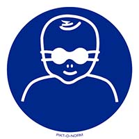 Pictogram ondoorzichtige bril voor baby's verplicht volgens ISO 7010