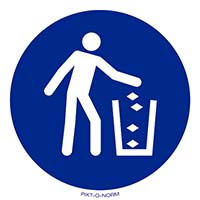 Pictogram afvalbak gebruiken verplicht volgens ISO 7010