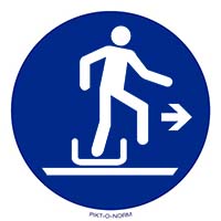 Pictogram rechts uitstappen rodelbaan verplicht volgens ISO 7010