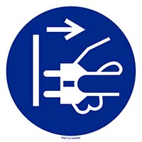 Pictogram stekker uit stopcontact halen verplicht volgens ISO 7010