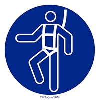 Pictogram veiligheidsharnas verplicht volgens ISO 7010