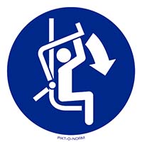 Pictogram veiligheidsbeugel sluiten verplicht volgens ISO 7010