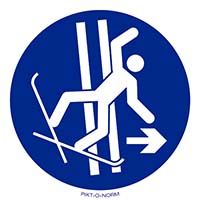 Pictogram verlaat sleepbaan verplicht volgens ISO 7010