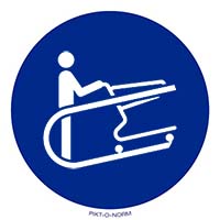 Pictogram winkelwagen vasthouden verplicht volgens ISO 7010