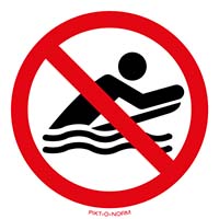 Pictogram bodyboarden verboden volgens ISO 7010