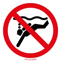 Pictogram diepzee duiken verboden volgens ISO 7010