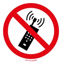 Pictogram verboden voor mobiele telefoon volgens ISO 7010