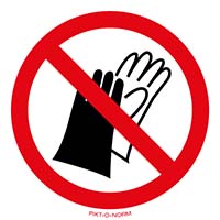 Pictogram handschoenen dragen verboden volgens ISO 7010