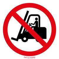 Pictogram heftruck verboden volgens ISO 7010