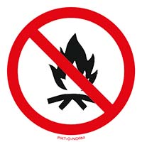 Pictogram kampvuur verboden volgens ISO 7010