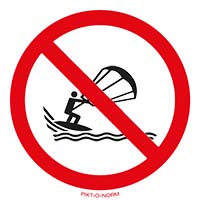 Pictogram kitesurfen verboden volgens ISO 7010