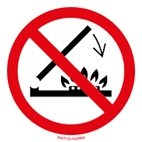 Pictogram deksel sluiten verboden volgens ISO 7010