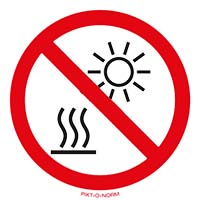 Pictogram niet blootstellen aan hoge temperaturen volgens ISO 7010