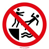 Pictogram in het water duwen verboden volgens ISO 7010